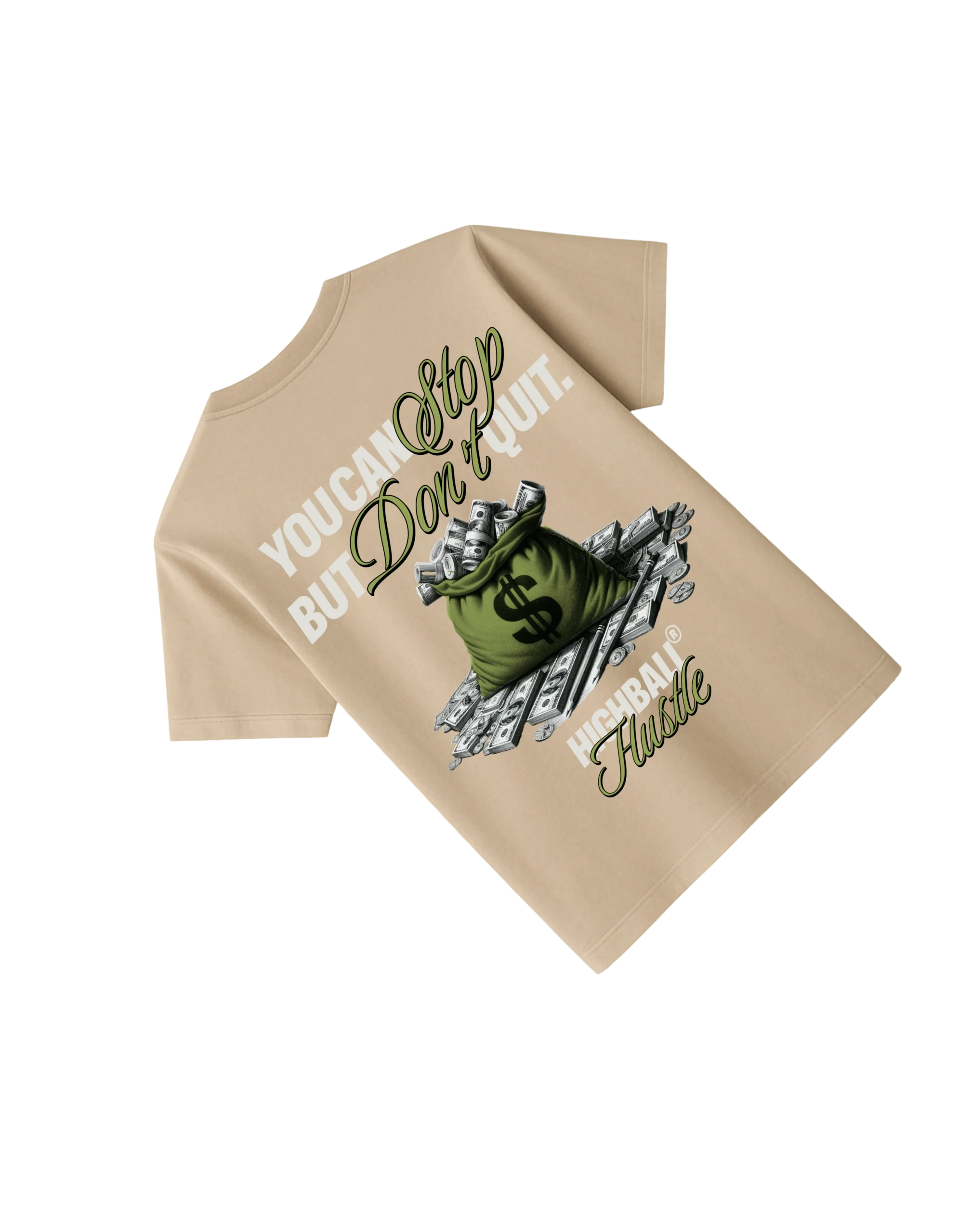 Oversized Beige T-Shirt – Don’t Quit Motivation Print