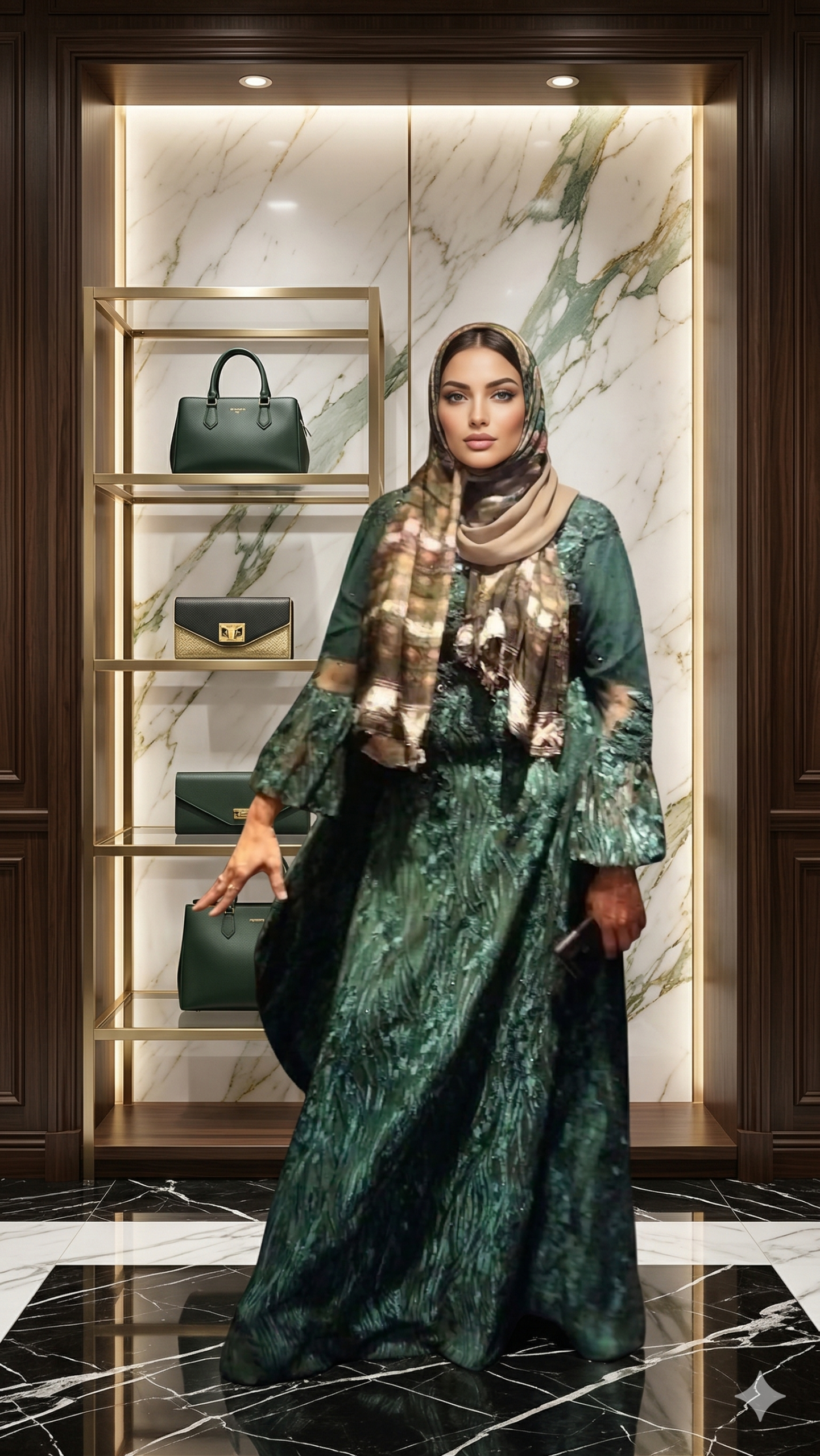 Designer Dark Green Hijab Outfit
