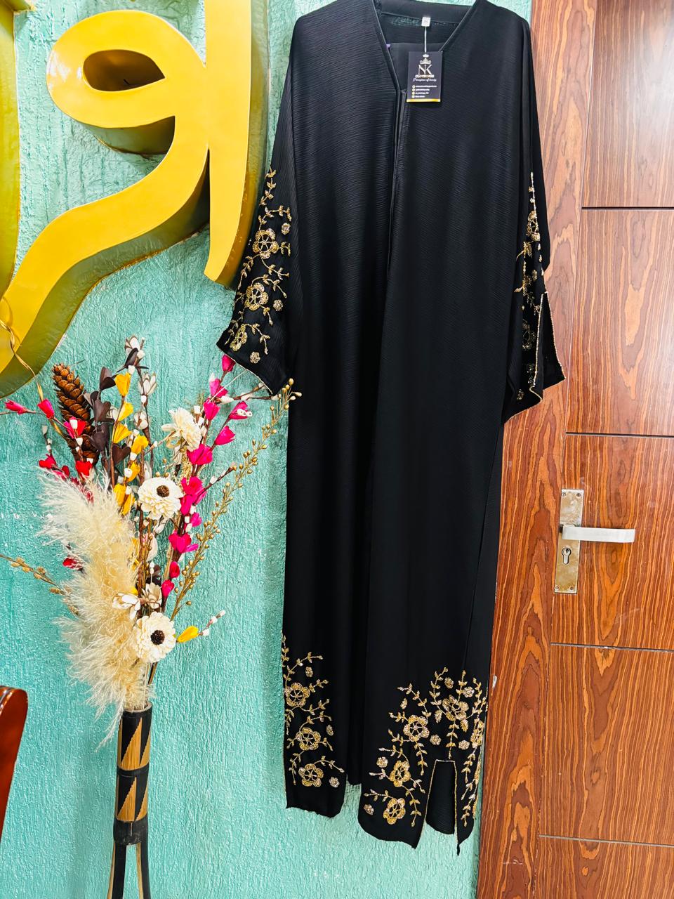 Golden Embroidered Abaya Set