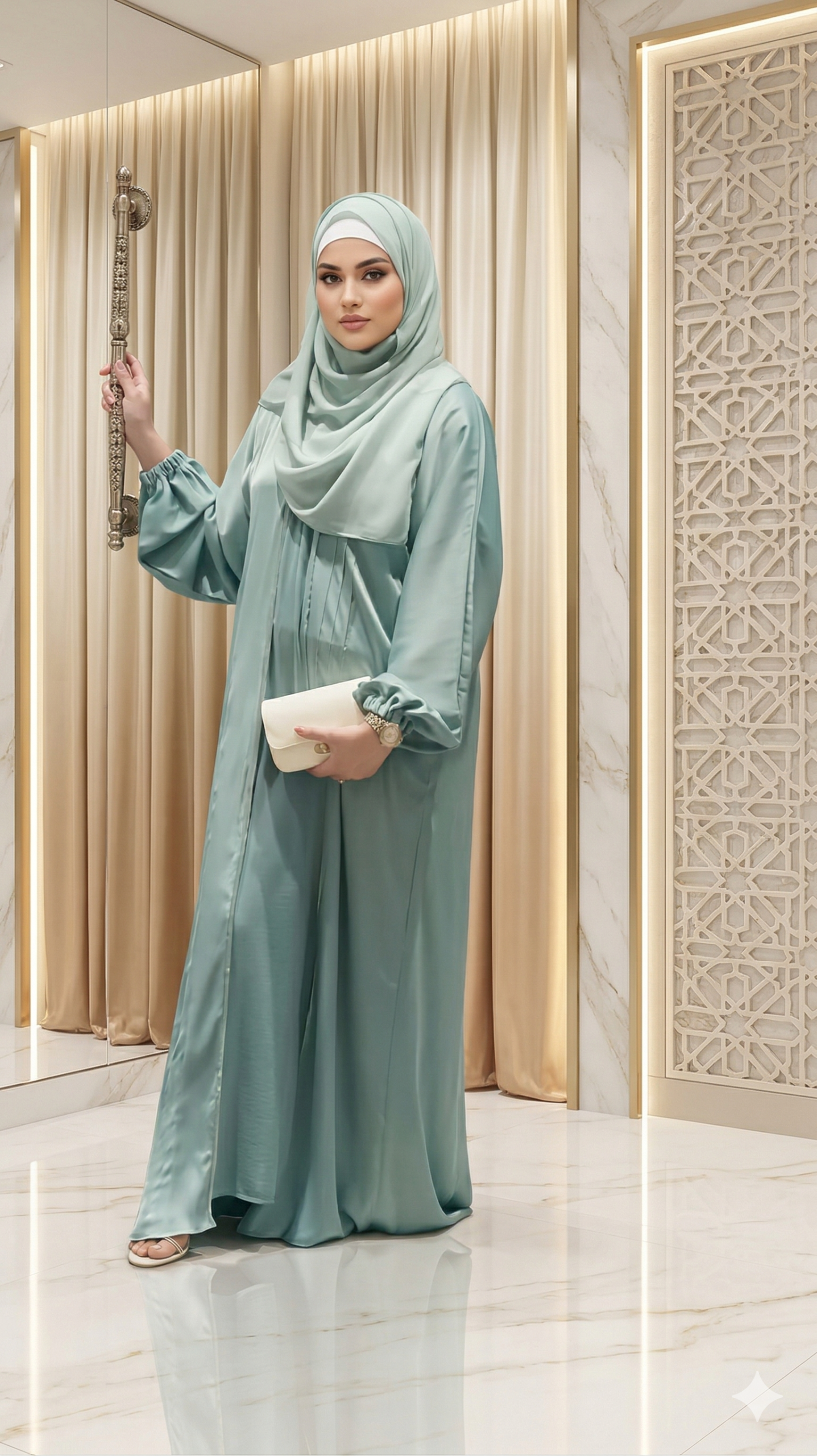 Premium Light Green Hijab Dress